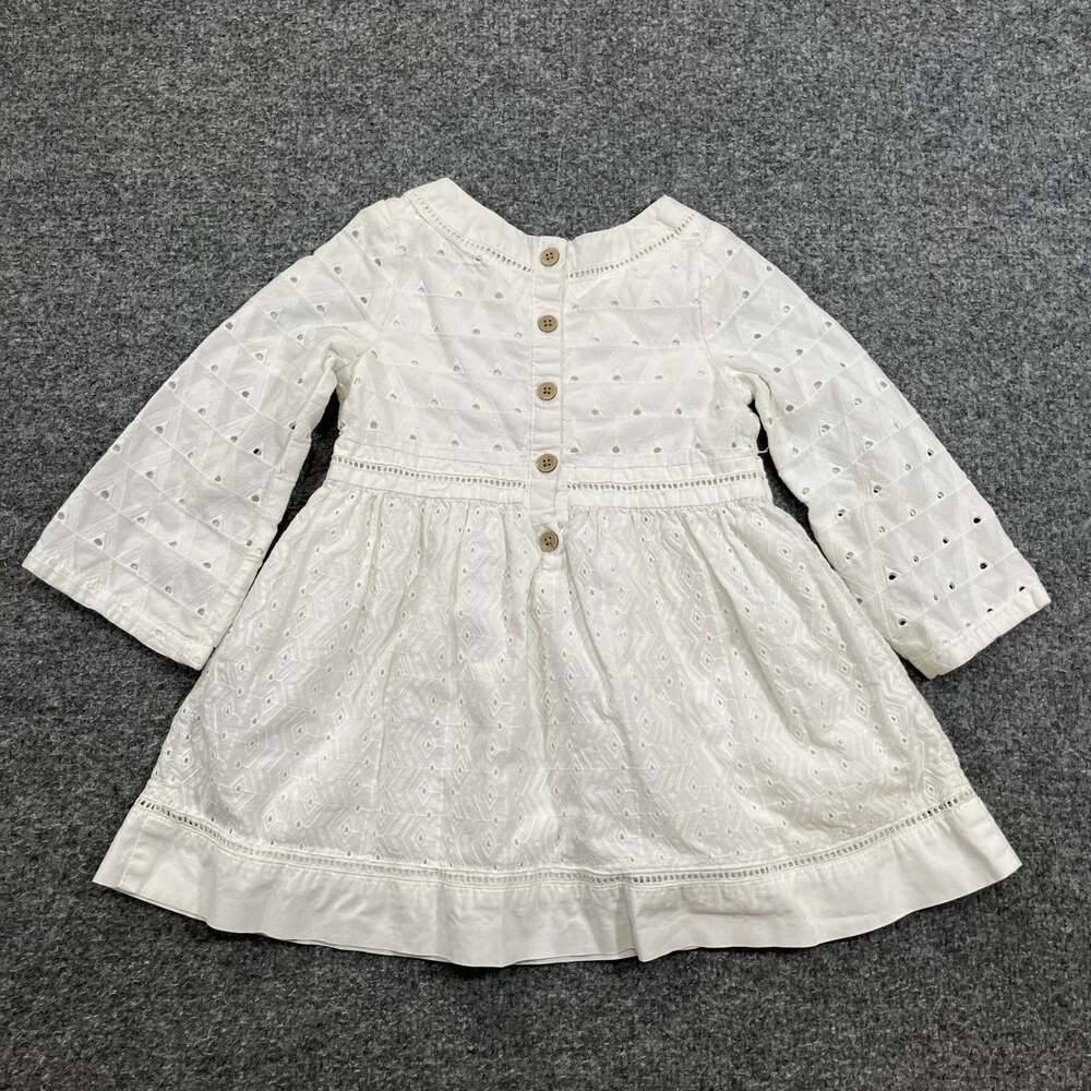 Genuine Kids from OshKosh Dress Girls 2T White A-Line Cotton Button Back